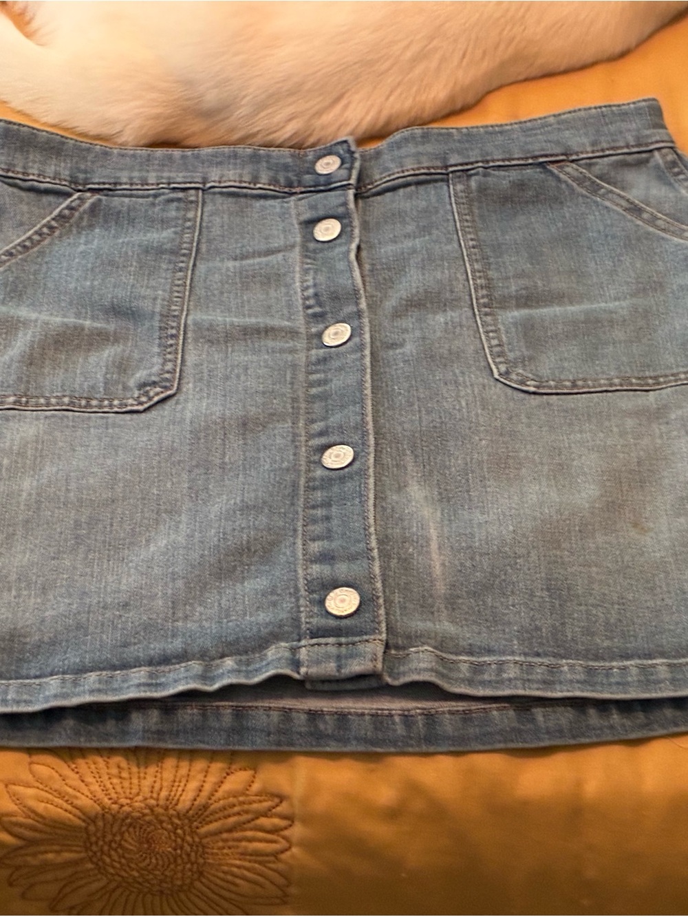 Old Navy Light Blue Denim Skirt with Contrast Topstitching